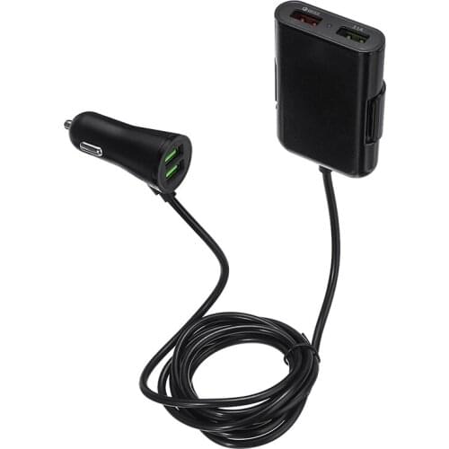 Universal 4 Port USB QC3.0 Quick Charge for Phone GPS Laptop Front Back Seat Car Charger Extension Adapter for 12V Vehicles