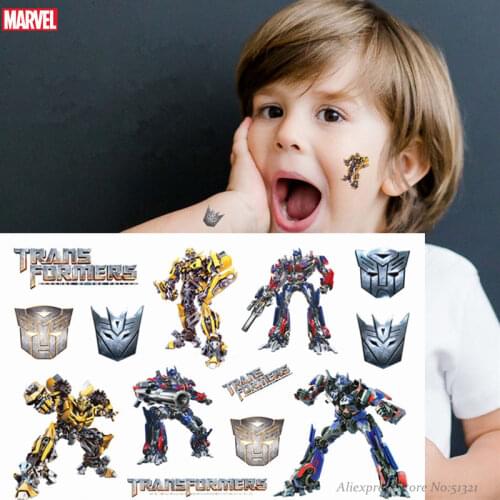 Hasbro Spiderman Transformers The Avengers Children Cartoon Temporary Tattoo Sticker For Boys Cartoon Toys Waterproof Kids Gift