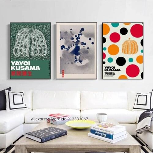 Yayoi Kusama Pumpkin Polka Dot Stripe Abstract Canvas Painting Posters Prints Wall Art Pictures Living Room Home Decor Cuadros