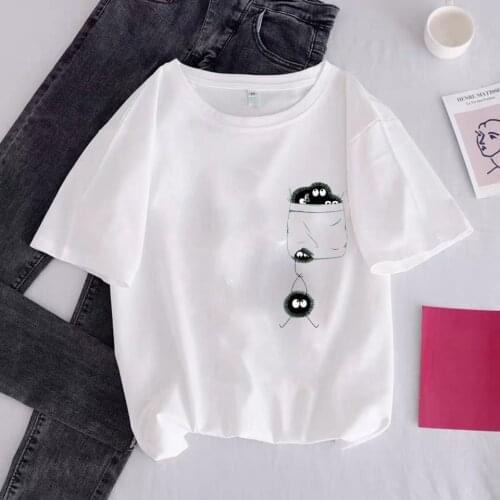 2020 New Anime Tops Shirts Short-Sleeve Harajuku Female T-shirt Spirited Away Printed Casual Vintage Womens T Shirts Tops Tees