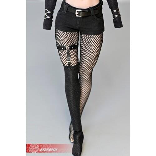 1/6 Female Heart-shaped Leg Loop Straps and Black Stockings Single Stockings for 12 Inch Action Figure