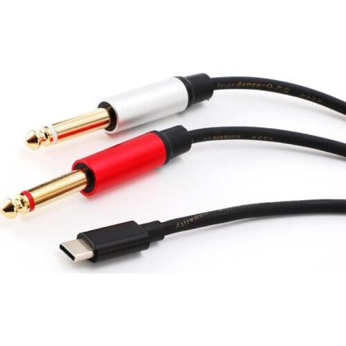 1Pcs Android type-c to dual 6.35 sophomore core mobile phone to 6.5 one point two mixer to connect audio cable DIY