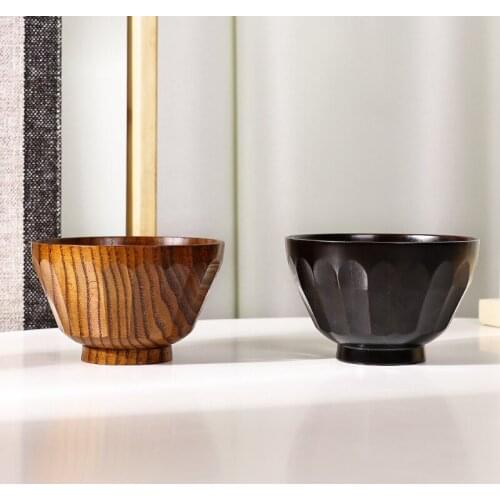 1Pc Household Natural Wooden Bowl Insulated Jujube Wooden Soup Bowl Handmade Hammered Eating Baby Food Supplement Bowl Tableware