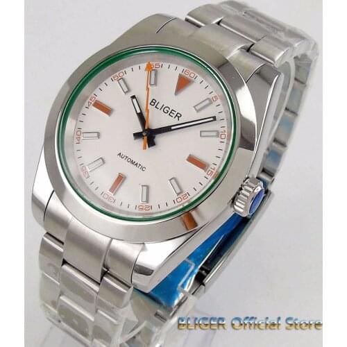 40mm white/black big dial timewatch luminous saphire glass polished watchcase MIYOTA 8215 Automatic movement mens watch men