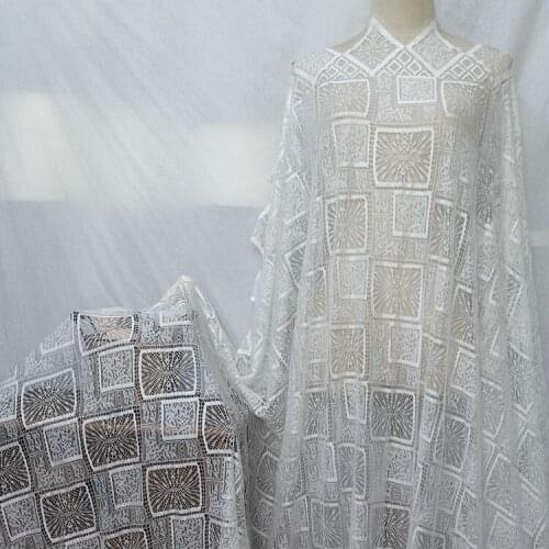 White Square openwork eyelash fabric DIY dress wedding home curtain yarn lattice lace fabric accessories