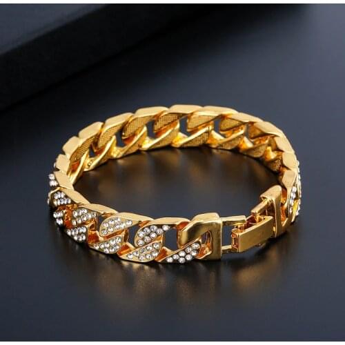 2020 new 15mm wide Exaggerated Hiphop hip-hop Bracelets & Bangles Men Jewelry