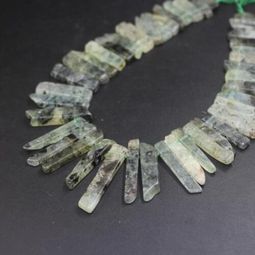 15.5 "strand Top Drilled Natural Prehnites Slice Loose Beads,Raw Green Crystal Quartzs Slab Stick Points Pendants Jewelry Making