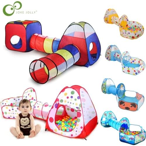 Kids Play Tents Crawl Tunnels and Ball Pit Popup Bounce Playhouse Tent with Basketball Hoop for Indoor and Outdoor Use