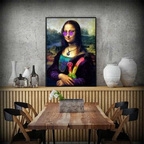 GOODECOR Wall Art Canvas Hip-hop Version of Mona Lisa Painting Picture Home Decoration Modern Canvas Print Unframed
