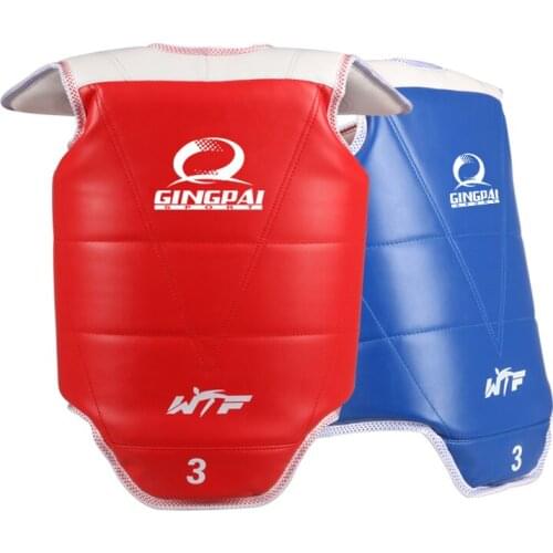 Good quality PU leather EVA red color adult men women kids WTF Approved taekwondo chest guard karate MMA chest protector
