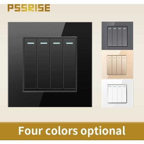 PSSRISE G11 4Gang 2Way Crystal Glass Panel Push Button Switch Fluorescent light one year warranty 16A