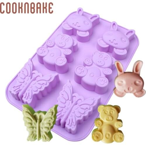 COOKNBAKE bear cake pastry mold silicone mould for soap resin Rabbit shape pudding bread 6 cavity bakeware cake decorating tool