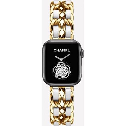 Chain Leather Strap Watchband for apple watch band 44 mm Iwatch series 5 4 3 2 accessories 38MM Wrist 40 42MM belt Loop Bracelet