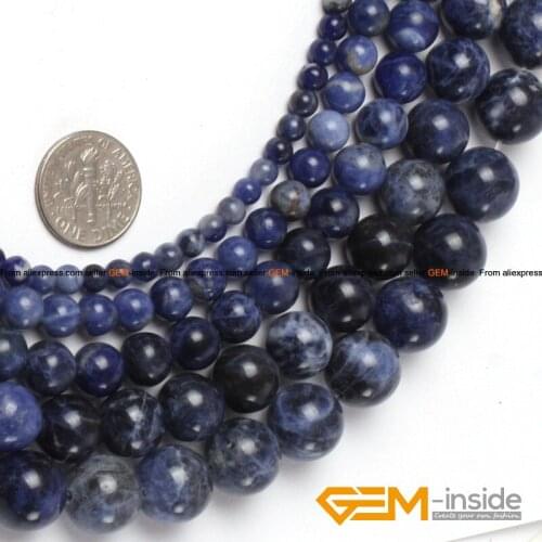 Natural Stone Blue Sodalite Round Loose Beads For Jewelry Making Strand 15"DIY Bracelet Necklace Jewelry Beads 4mm 6mm 8mm 10mm