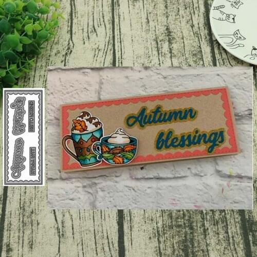 Metal Cutting Dies autumn blessings letter Slimline for Scrapbooking Steel Craft Die Cut Embossing Paper Card Album Stencil