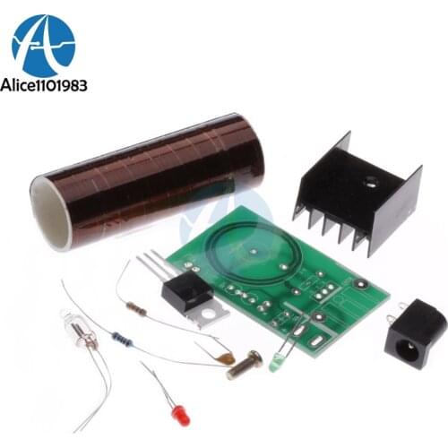Mini Tesla Coil DIY Kit Arc Wireless Electric Power Board Transmission Lighting Module 12V DC for LED Circuits Suites Learning