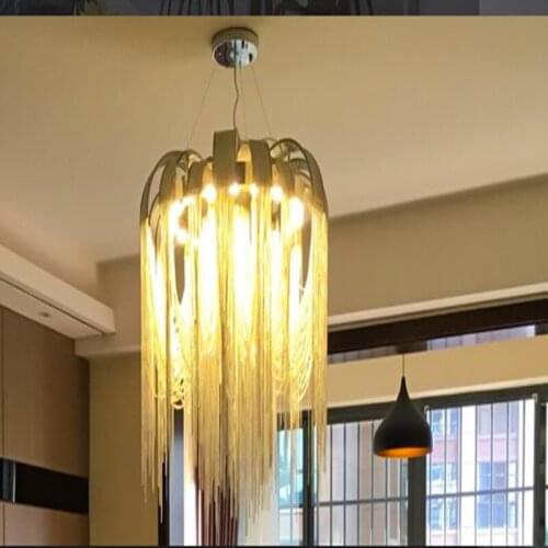 Nordic New tassel chain chandelier luxury hanging light suspension luminaire Chrome metel chandelier For Living Room Restaurant