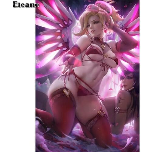 Print game overwatch Pink Angel sexy girl art canvas poster customized 16x24 24x36 inch living room bedroom home wall picture