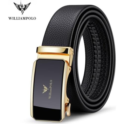 WILLIAMPOLO New 2021 full-grain leather Brand Belt Men Genuine Luxury Leather Belts for Men Strap Male Metal Automatic Buckle