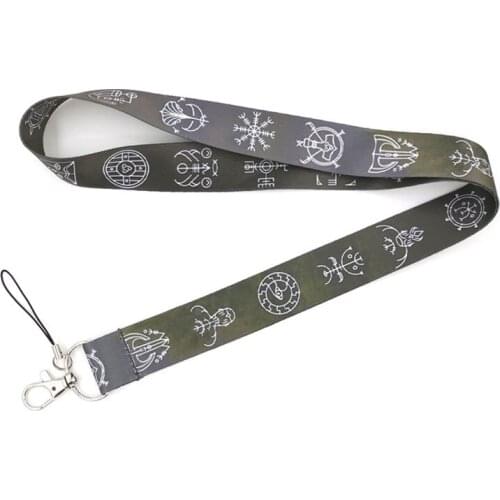 Viking Rune Compass Keychain Lanyard For Keys USB Gym ID Card Badge Holder Neck Strap DIY Hang Rope Mobile Phone Accessories