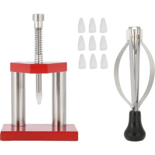 Red Watch Tool Hand Plunger Puller Remover Hand Set Fitter Solid Alloy Steel Watch Repair Tool Kit With 10 Plastic Dies