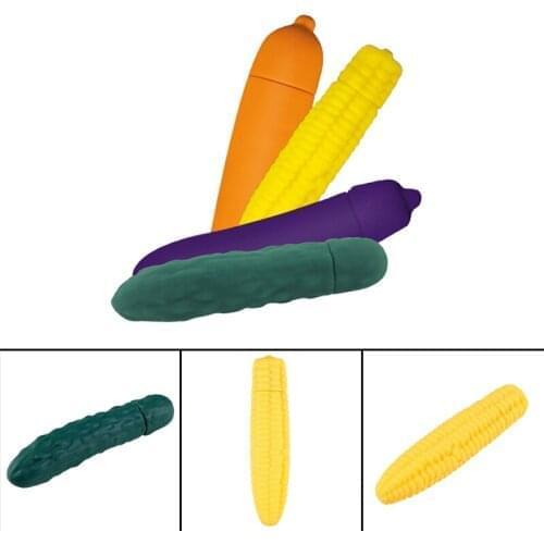 Female Sexual Appliance Fruit Series Chili Cucumber Eggplant Corn Carrot Massage Stick Silicone Vibrator No Battery can CSV