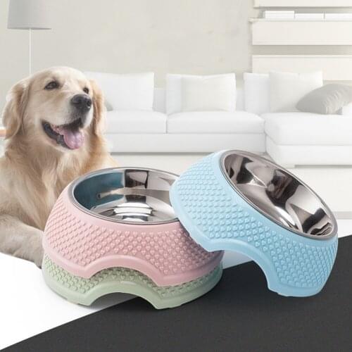 Dog Single Bowl Pet Cats Feeding Dish Stainless Steel Puppy Drinking Water Bowls Travel Pets Feeder Non Slip Food Container