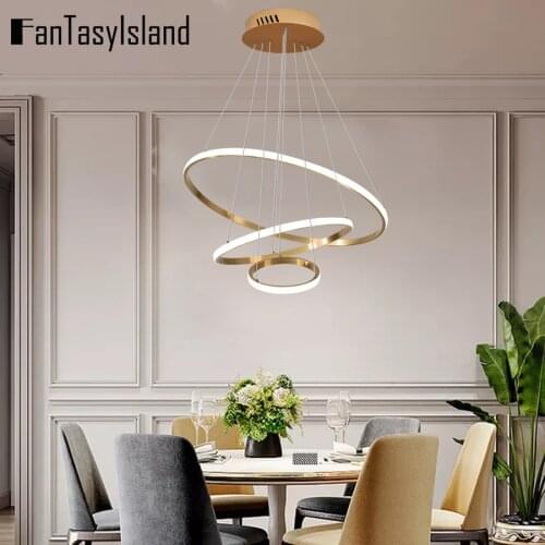 Modern LED Chandeliers Lights For Living Room Dining Room Bedroom Art Round Rings Indoor Lighting Hanging Lamps Chandelier