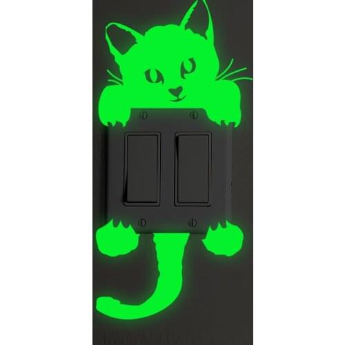 Glow in The Dark Switch Sticker Star Cat Wall Sticker Blue Luminous Angel Panda Switch Stickers Kid Room Home Decor