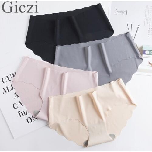 Giczi Large Size Womens Panties Sports Seamless Underwear Girl Breathable Briefs Sexy Lingerie Wave Shape Underpants Panty Sale