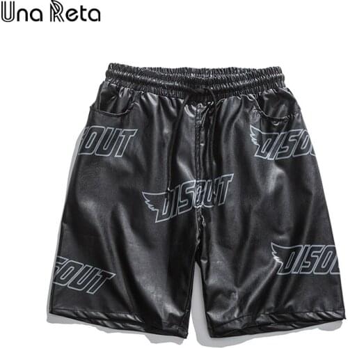 Una Reta Shorts Men 2021 Fashion New Streetwear Harajuku Sweatpants Hip Hop print PU leather Casual Shorts Summer Mens clothing