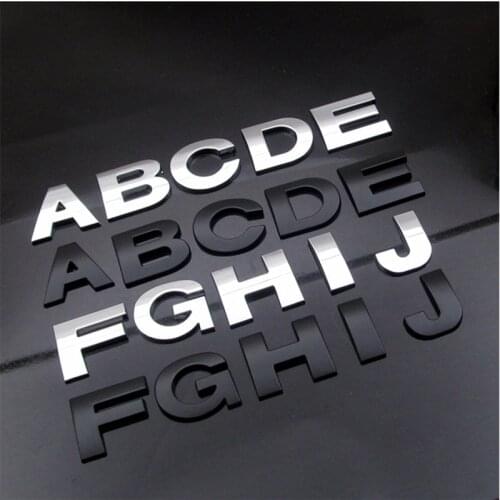 High Quality 3D Metal Alphabet Numbers Sticker Car DIY Letters Emblem Auto Decal Accessories Silver Black