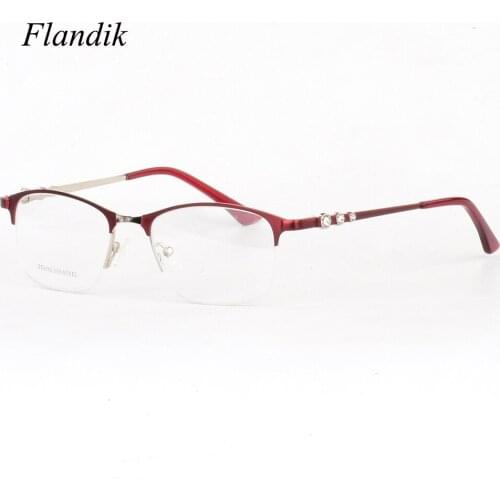 Half Rim Metal Eyeglass Frame Women Vintage Optical Prescription Clear Lens Elegant Lady Lluxury Brand Myopia Reading Glasses