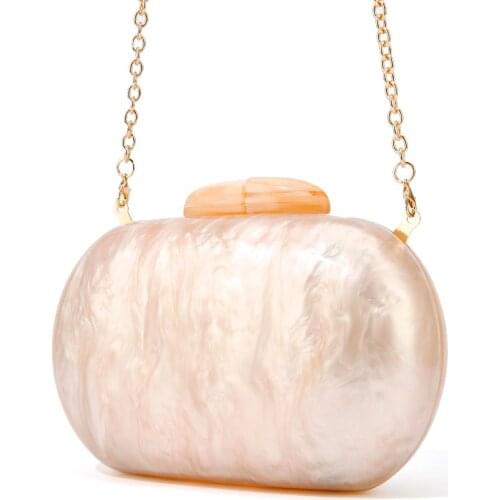 Nude Pearl Oval Shape Acrylic Purse Clutch Bags Women Ladies Summer Small Min Beach Acrylic Bags Shoulder Handbags Acrylic Bag