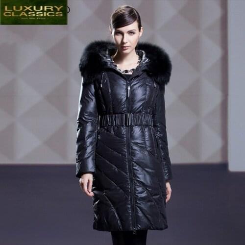 Women Winter Down Jacket Coat Female White Duck Down Jacket Womens Long Coats Warm Raccoon Fur Hooded Clothes 2021 136107