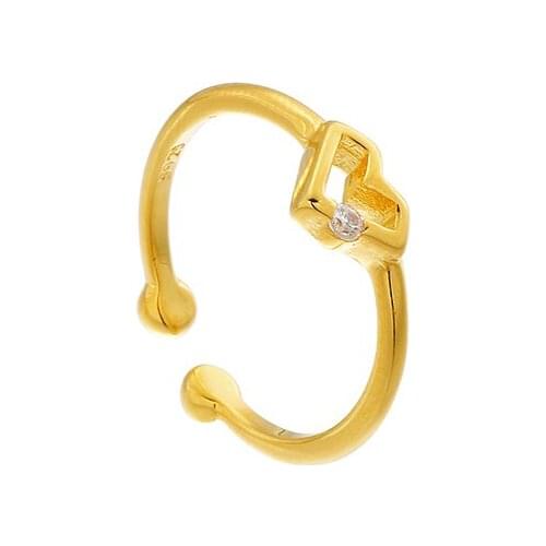 925 Sterling Silver Open Heart Rings For Women Personality Simple Style Lady Prevent Allergy Sterling-silver-jewelry