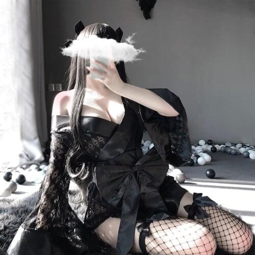 Women Sexy Lingeries Nightdress Bathrobes Set Sleepwear Fancy Dress Erotic Nightgowns Robes Japanese Kimono