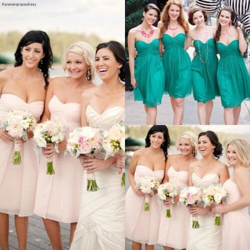 Simple Short Knee Length Bridesmaid Dress Chiffon Women Wear Maid of Honor Gown