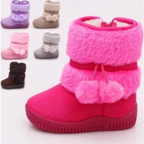 Girls Snow Boots 2019 Winter Comfortable Thick Warm Kids Boots Lobbing Ball Thick Children Autumn Cute Boys Boots Princess Shoes