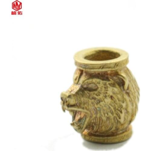 1PC Roaring Bear Retro Brass Copper Oxide EDC Paracord Beads Umbrella Rope Cord Lanyard Pendants Knife Beads
