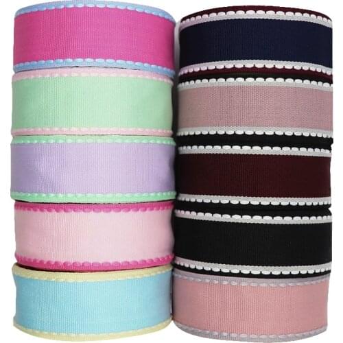 10 Yards 10MM/25MM/38MM Stitch Ribbons Colorful Edge Dotted Line Ribbon For Hair Bows DIY Crafts Handmade Accessories Y19041802