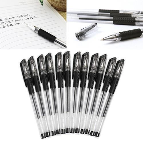 12Pcs Box 0.5mm Black Gel Ink Rollerball Ballpoint Pen Study Office Stationery