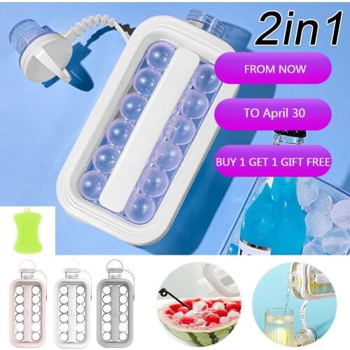 2 in1 Portable Ice Kettle Ice Cube Maker Form For Whiskey Cocktail DIY Round Ice Ball Party Ice Ball Maker For Bar Kitchen Tool