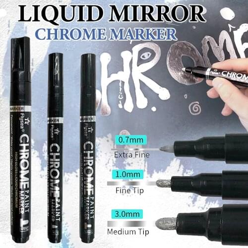 2021 Liquid Chrome Marker Set Silver Art Liquid Mirror Chrome Markers Fade-proof Metal Permanent Paint Craftwork Pen Accessories