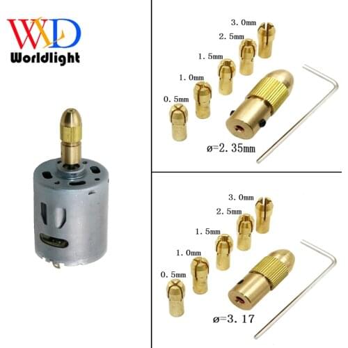7Pcs Mini Drill Chucks 0.5-3.0mm Fit For Micro Twist Electronic Dremel Drill Collet Clamp Set Power Tool Accessories With Wrench