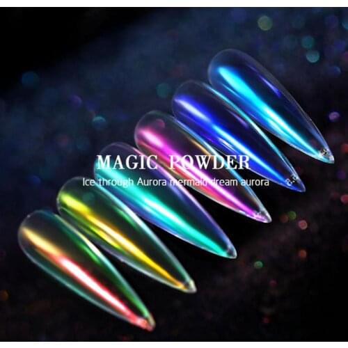 Ice Through Nude Pink Aurora Pink Celebrity Nail Glitter Powder Mermaid Mirror Flour Magic Mirror Powder Nail Shine Powder TSLM1
