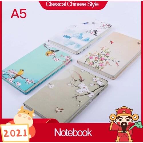 Chinese classical style painted hand ledger bird landscape A5 notebook thickened UV craft hard shell intimate notebook