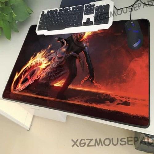 XGZLarge Size Gaming Mouse Pad Lock Side Devil Knight Anime Laptop PC Table Matry Fire Chain Lock Printing Rubber Non-slip