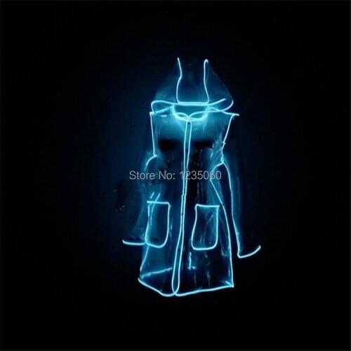 EL coldwires women coat dresses led light costumes luminous raincoat glowing dancer model wears led clothes bar dj party suit