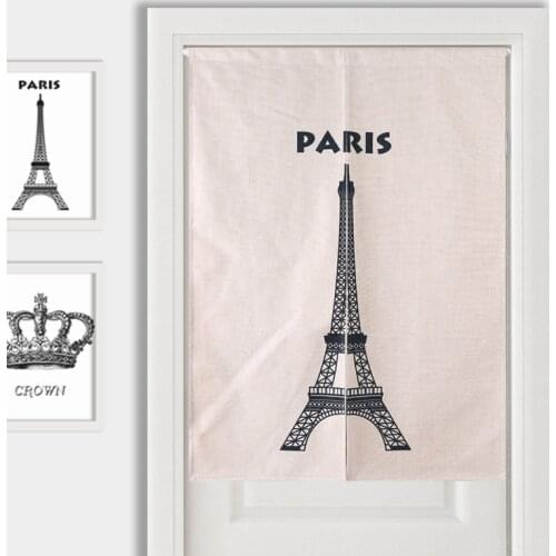Effiel Tower Crown Glasses Door Curtain Linen Tapestry Study Bedroom Home Decor Kitchen Curtains Customizable/85x120cm/85x90cm